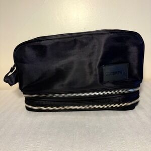 TONI&GUY Black Double Zip Hair Cady Toiletry Bag Cosmetic Travel Pouch Organizer